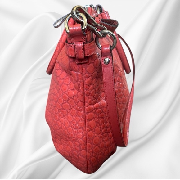 Coach Red Croc-Embossed Shoulder Bag - Picture 2 of 11